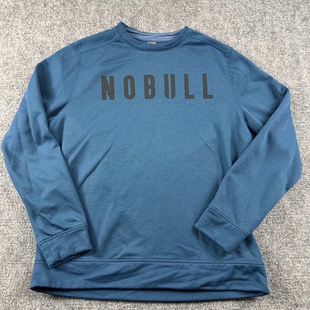 NOBULL Sweatshirt Mens Large Blue Crewneck Pullover Athletic‎ Training Logo Gym